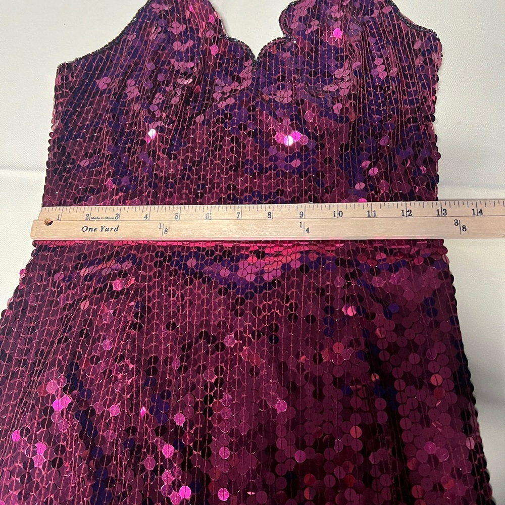 NITELINE DELLA ROUFOGALI‎ Vintage Sequin Halter Dress Burgundy Magenta Size 6 - Picture 6 of 7